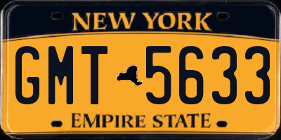 NY license plate GMT5633