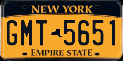 NY license plate GMT5651