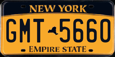 NY license plate GMT5660