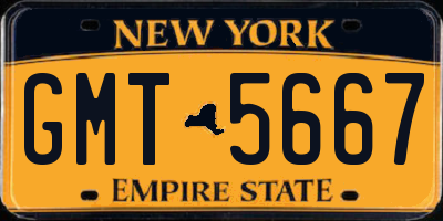 NY license plate GMT5667