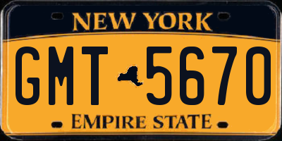 NY license plate GMT5670