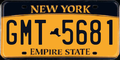 NY license plate GMT5681