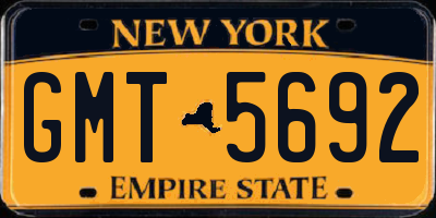 NY license plate GMT5692