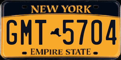 NY license plate GMT5704