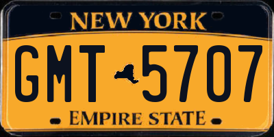 NY license plate GMT5707