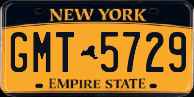 NY license plate GMT5729