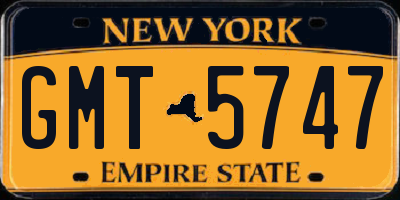 NY license plate GMT5747