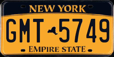 NY license plate GMT5749
