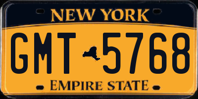 NY license plate GMT5768