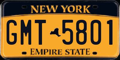NY license plate GMT5801