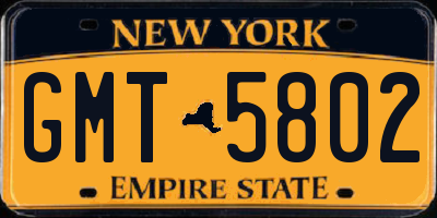 NY license plate GMT5802