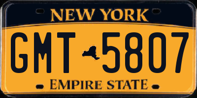 NY license plate GMT5807