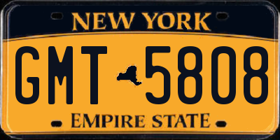 NY license plate GMT5808