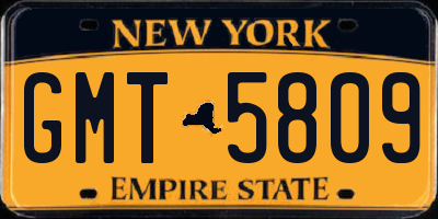 NY license plate GMT5809