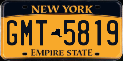 NY license plate GMT5819