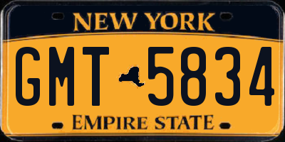 NY license plate GMT5834