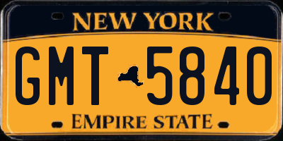 NY license plate GMT5840