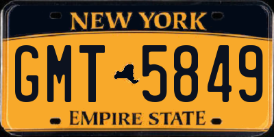 NY license plate GMT5849