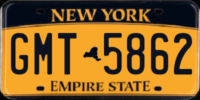 NY license plate GMT5862