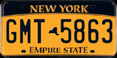 NY license plate GMT5863