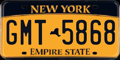 NY license plate GMT5868