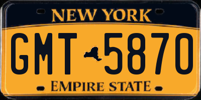 NY license plate GMT5870