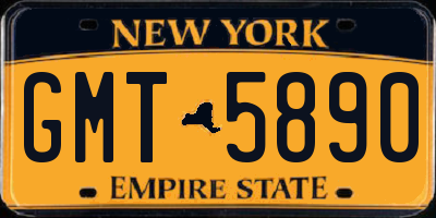 NY license plate GMT5890