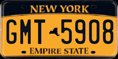 NY license plate GMT5908