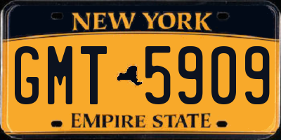 NY license plate GMT5909