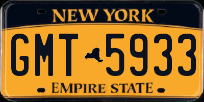 NY license plate GMT5933