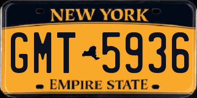 NY license plate GMT5936