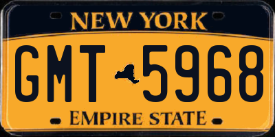 NY license plate GMT5968