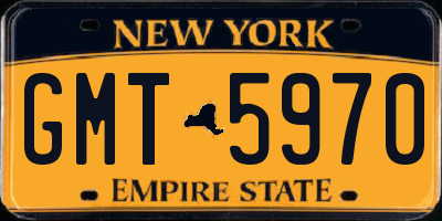 NY license plate GMT5970