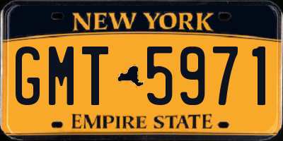 NY license plate GMT5971