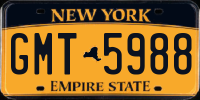 NY license plate GMT5988