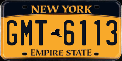 NY license plate GMT6113