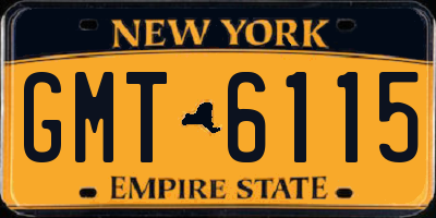 NY license plate GMT6115
