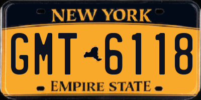 NY license plate GMT6118