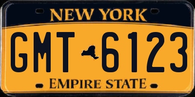 NY license plate GMT6123
