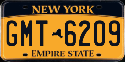 NY license plate GMT6209