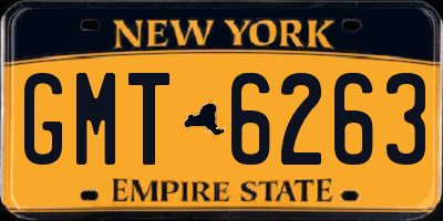 NY license plate GMT6263