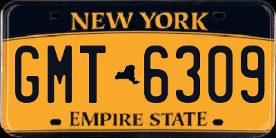 NY license plate GMT6309