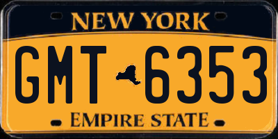 NY license plate GMT6353