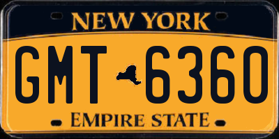 NY license plate GMT6360