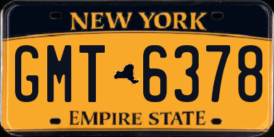 NY license plate GMT6378
