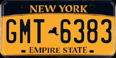 NY license plate GMT6383