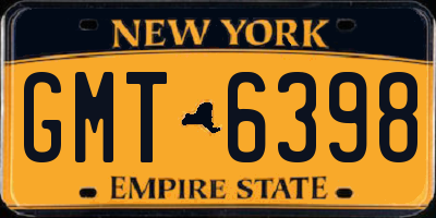 NY license plate GMT6398
