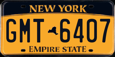 NY license plate GMT6407