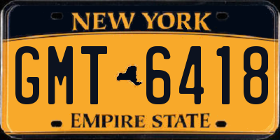 NY license plate GMT6418
