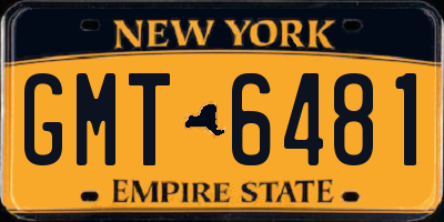 NY license plate GMT6481